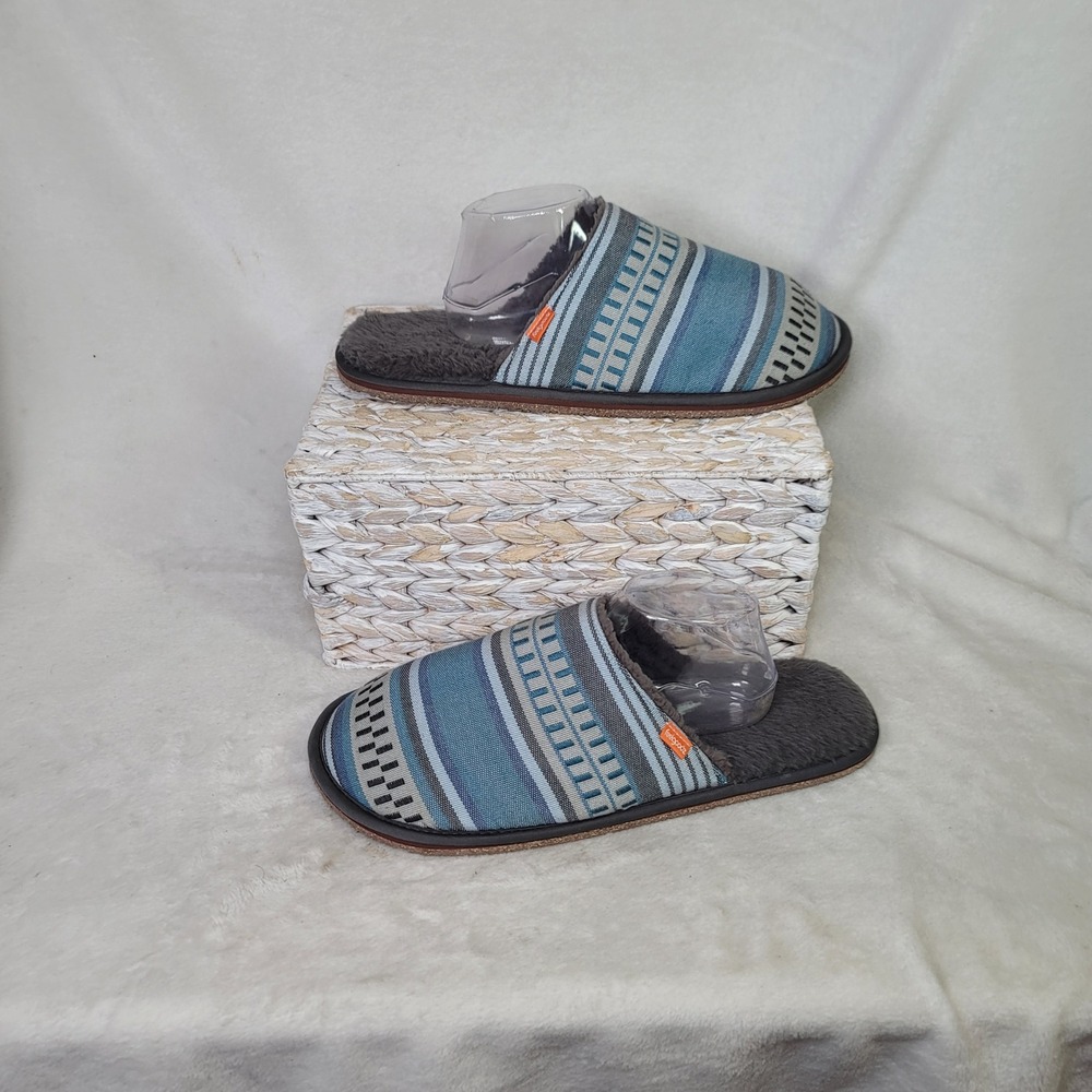 Feelgoodz Southwestern Aztec Cotton Slippers Fleece Lined Cabincore Mens Size 13